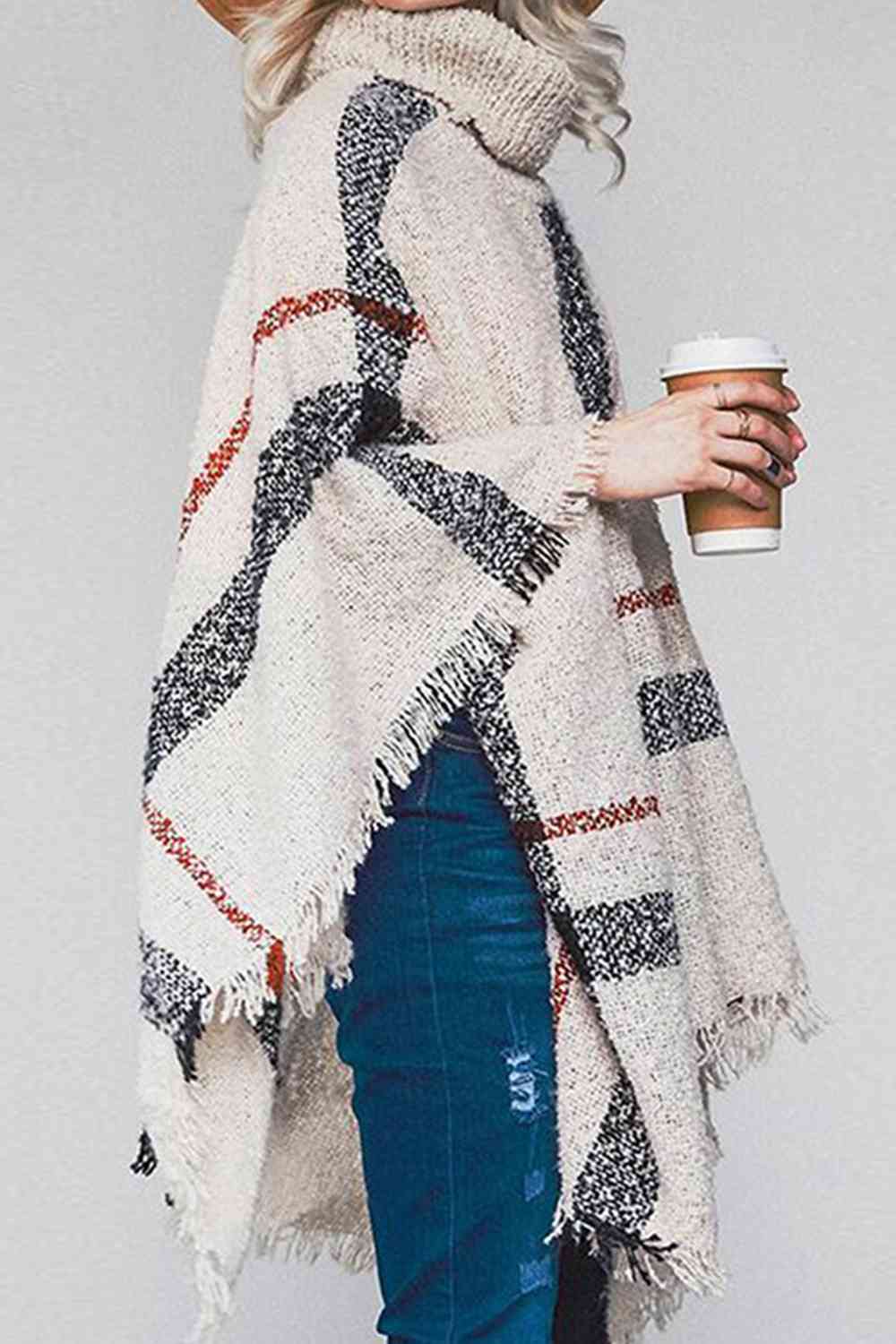 Stilla | Turtleneck Raw Hem Poncho