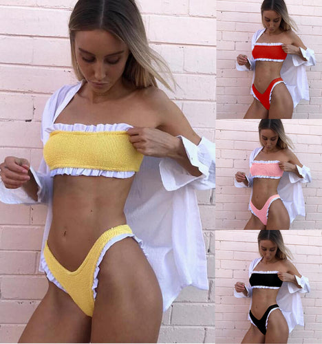 Damer Bandeau-Bikini med legende volangdetaljer Stilla