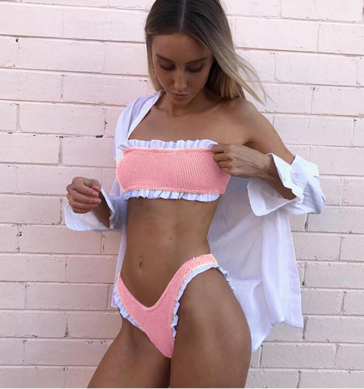 Damer Bandeau-Bikini med legende volangdetaljer Stilla