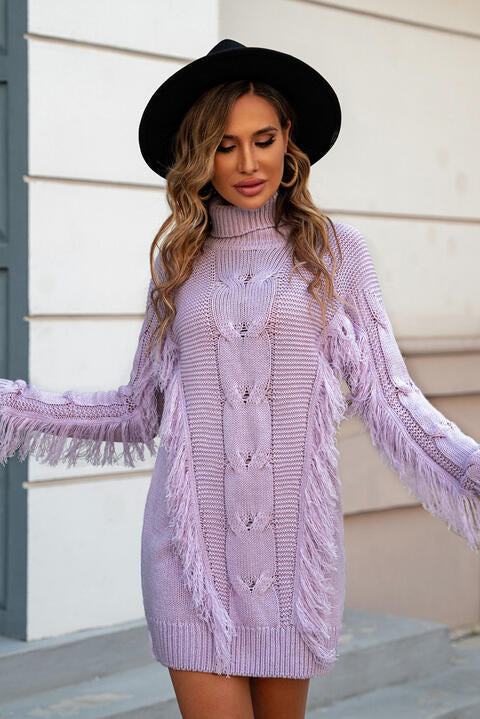 Stilla | Frynse Detalje Sweater Kjole