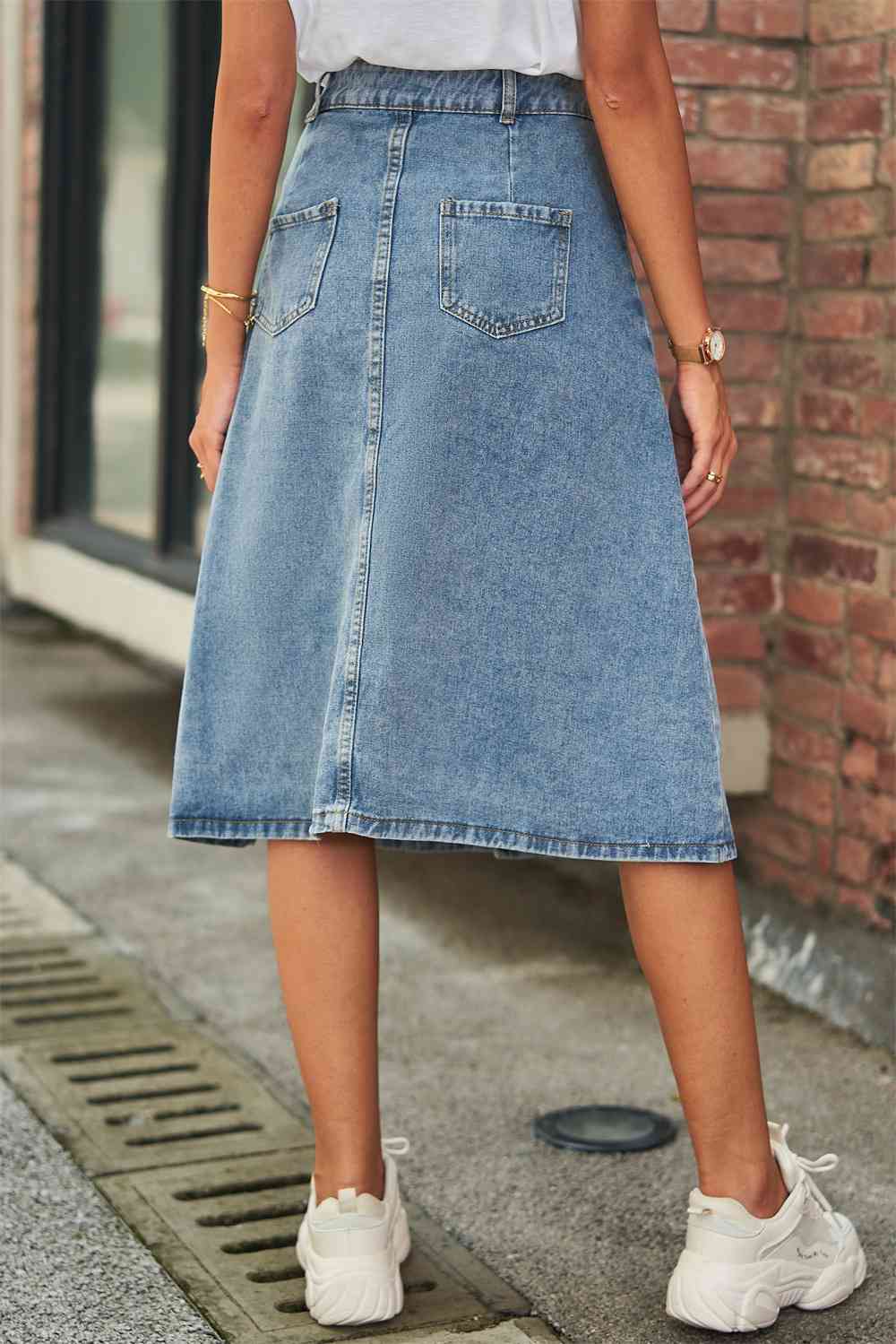 Stilla | Front A-linje Denim Nederdel