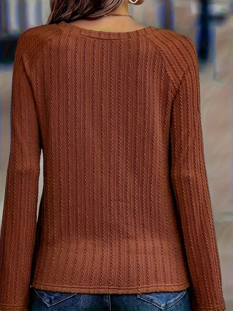 Stilla | Dame Elegant Bluse Strik Med Lange Ærmer Ensfarvede Farver Rund Halsudskæring