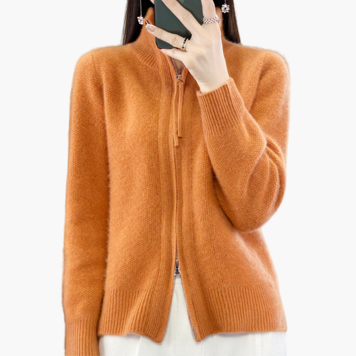 Stilla | Strikjakke med Lynlås - Elegant Casual Stil til Hverdag Og Kontor