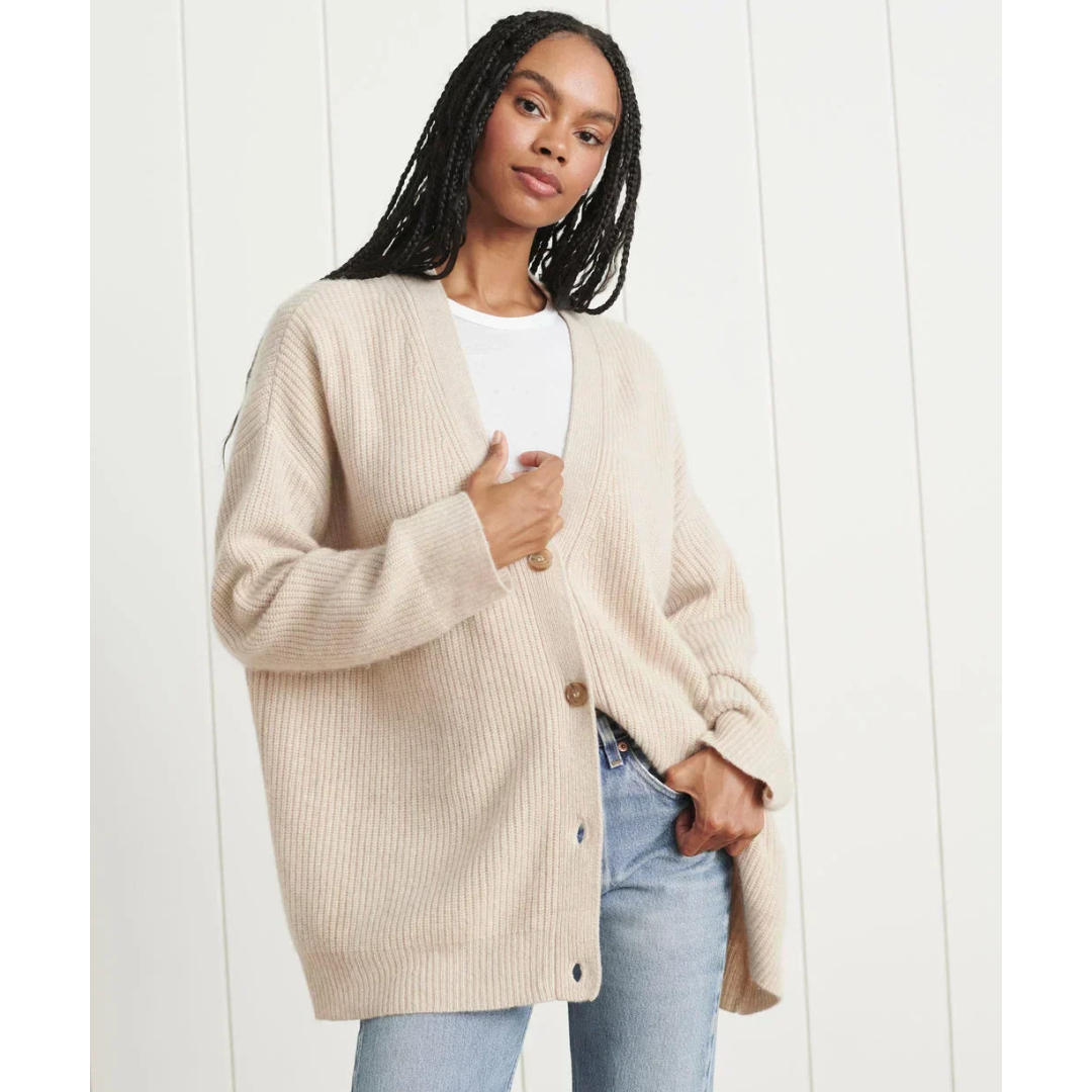 Stilla | Lang cardigan Casual pasform uldblanding V-hals knapper
