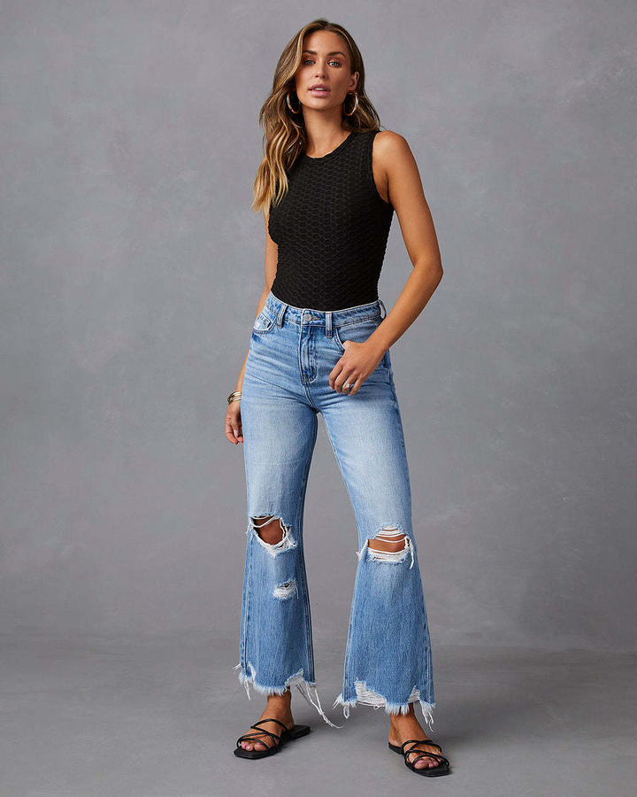 Stilla | Rippede Jeans Med Høj Talje Og Brede Ben