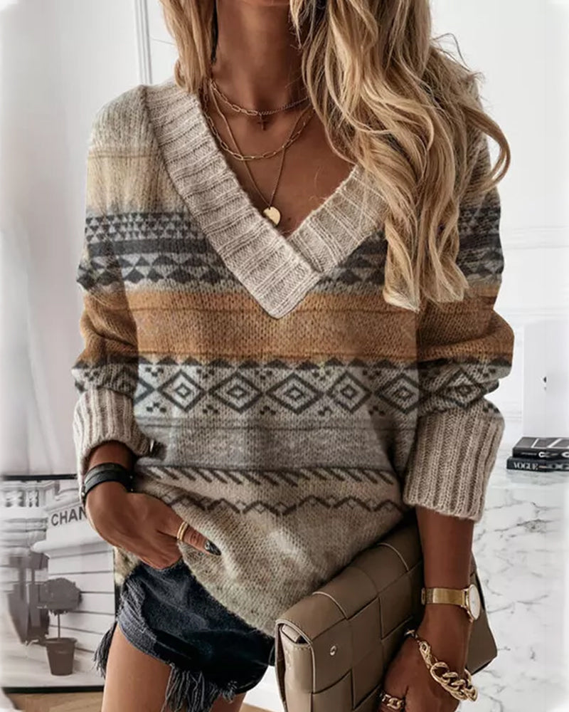 Stilla | Pullover med V-hals og Lange Ærmer