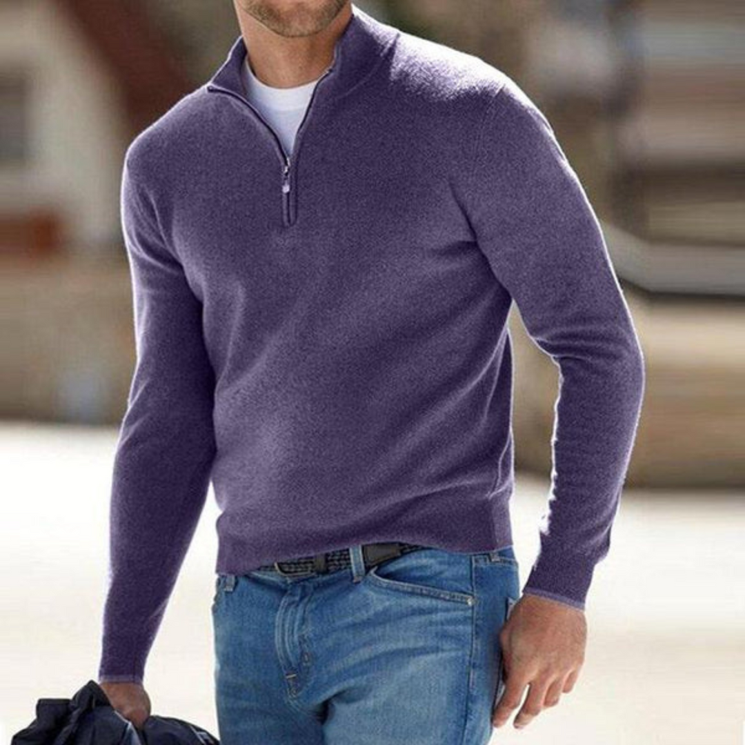 Stilla | Merino V-hals sweater med lynlås