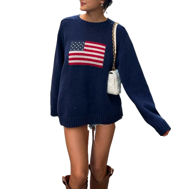 Stilla | Streetwear Efterårs sweater med amerikansk flag for kvinder