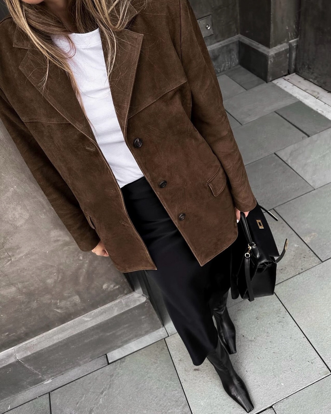 Stilla | Elegant blazer i ruskindsleder