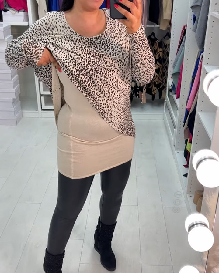 Stilla | Rund halsudskæring og leopardmønster