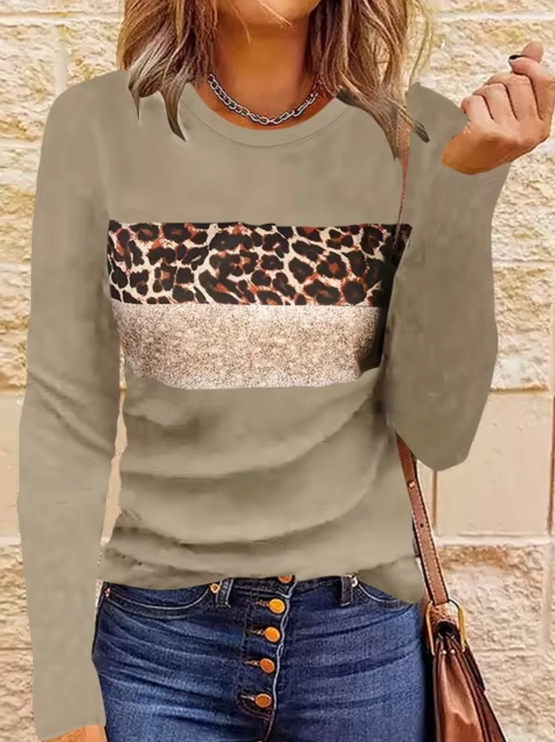 Stilla | Langærmet T-shirt med leopardtryk