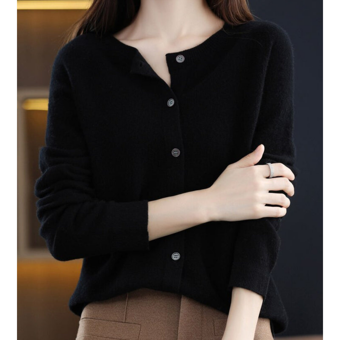 Stilla | Kvinders merinould cardigan O-hals
