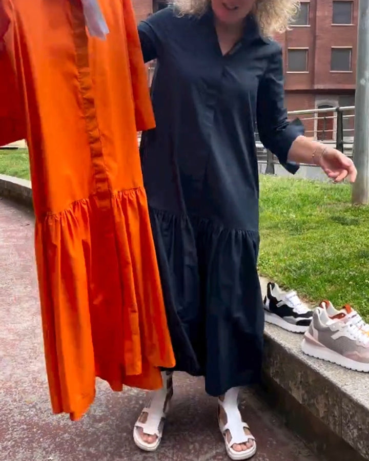 Stilla | Enfarvet Casual Langærmet Kjole