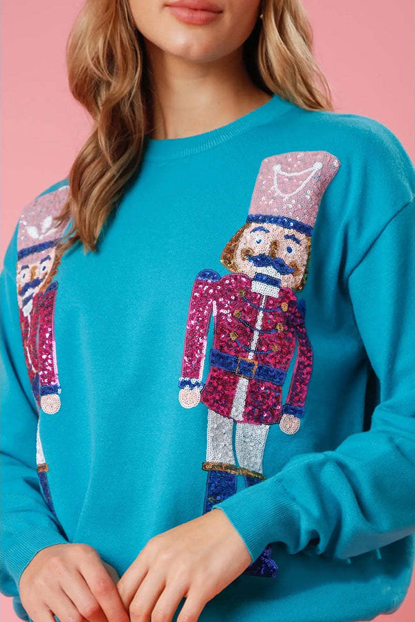 Stilla | Julevagtholder Pailletter Rund hals Løs Casual Sweatshirt