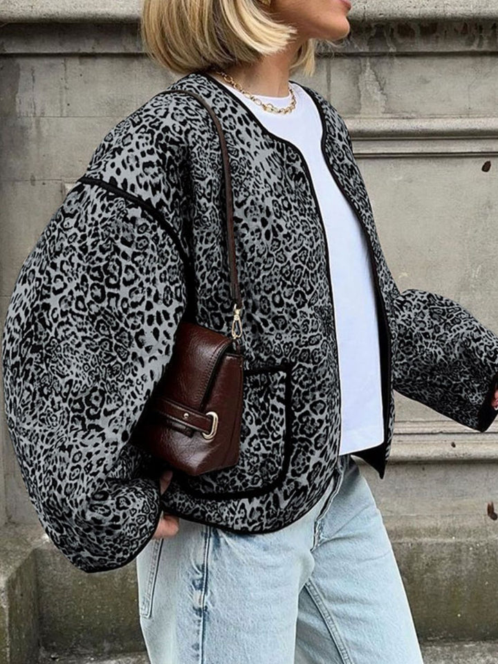 Stilla | Perfee Leopardejakke Med Lange Ærmer og Åben Forside