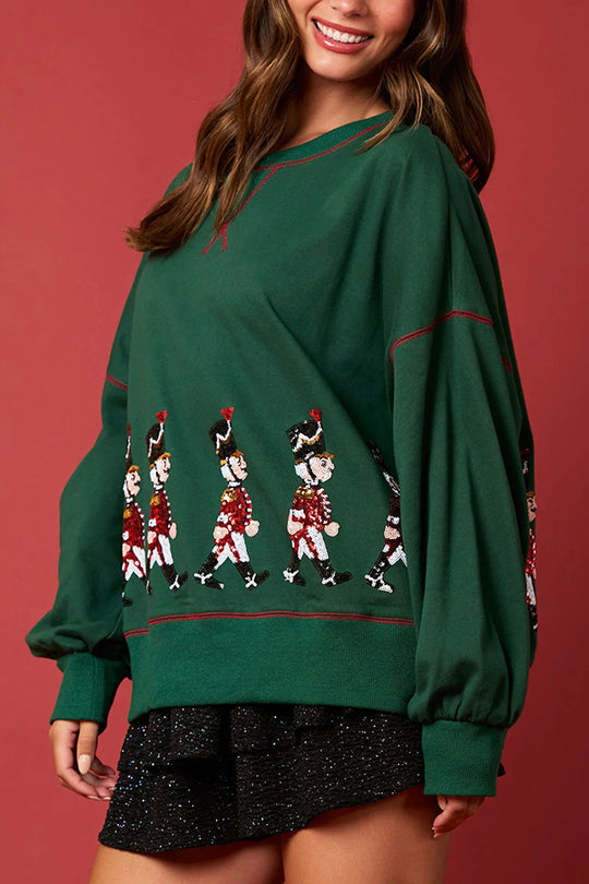 Stilla | Jule Soldat Pailletter Langærmet Fritids Sweatshirt