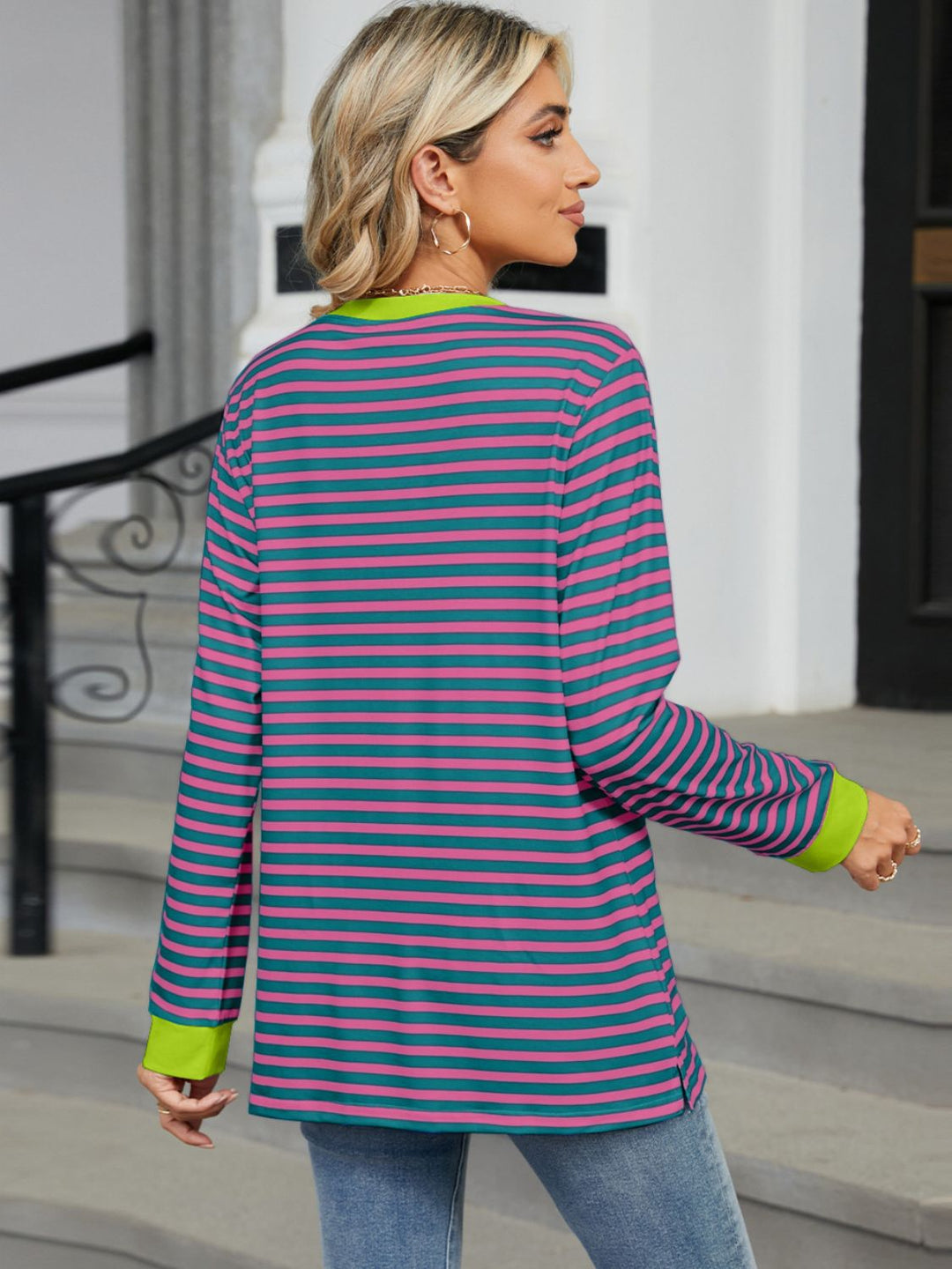Stilla | Stribet Rund Hals Langærmet T-shirt