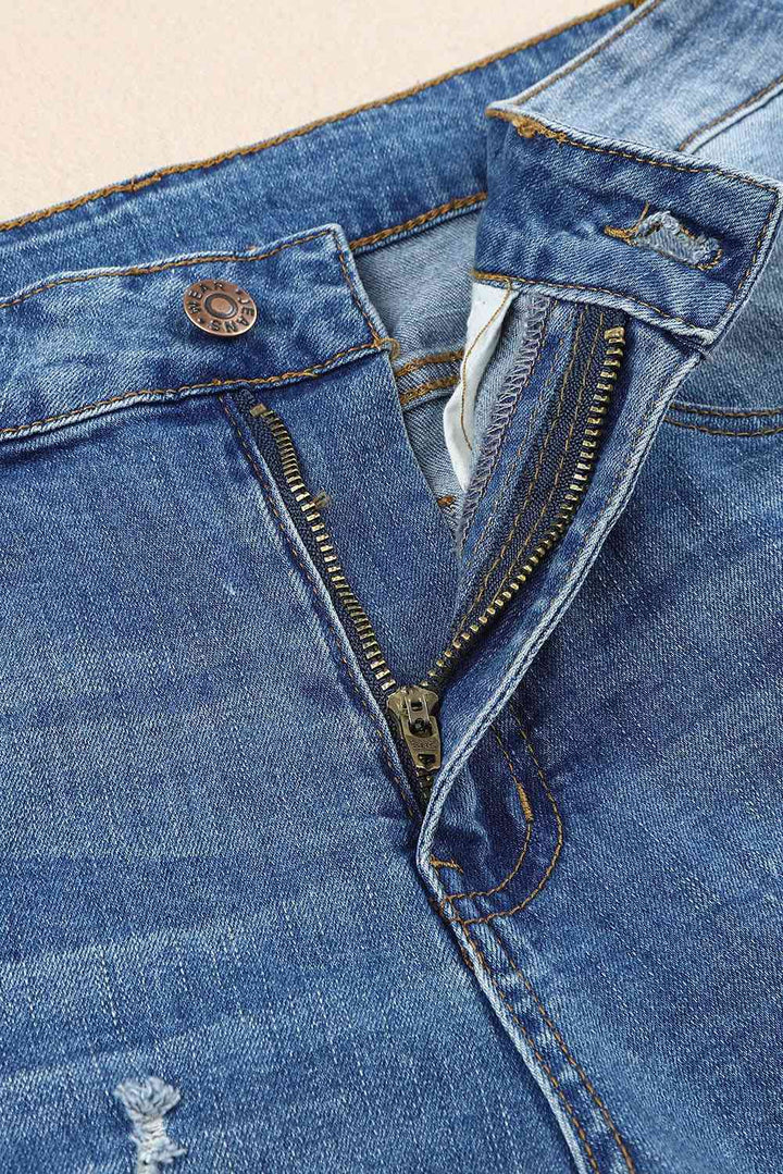 Stilla | Ternede Patches Mid Talje Distressed Jeans