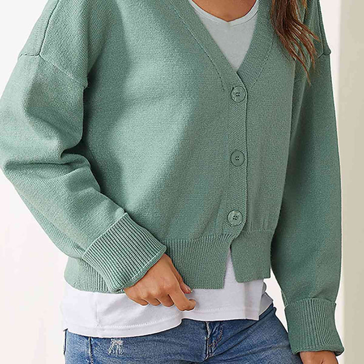 Stilla | Hals Knappe Op Lang Ærme Cardigan