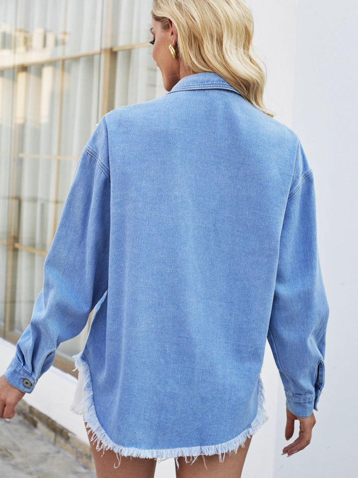 Stilla | Detalje Lommer Knap up Denim Jakke