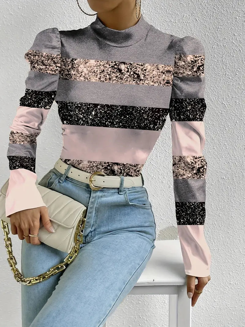 Stilla | Satinbluse med puffærmer