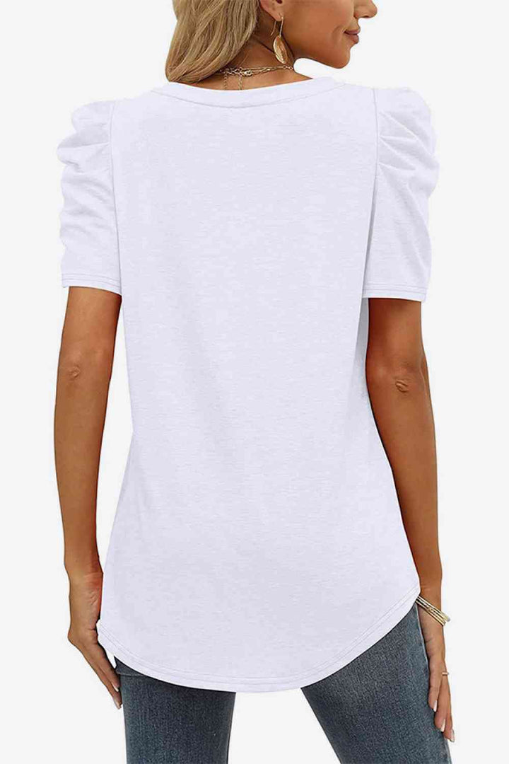 Stilla | Hals Puff Ermel T-shirt