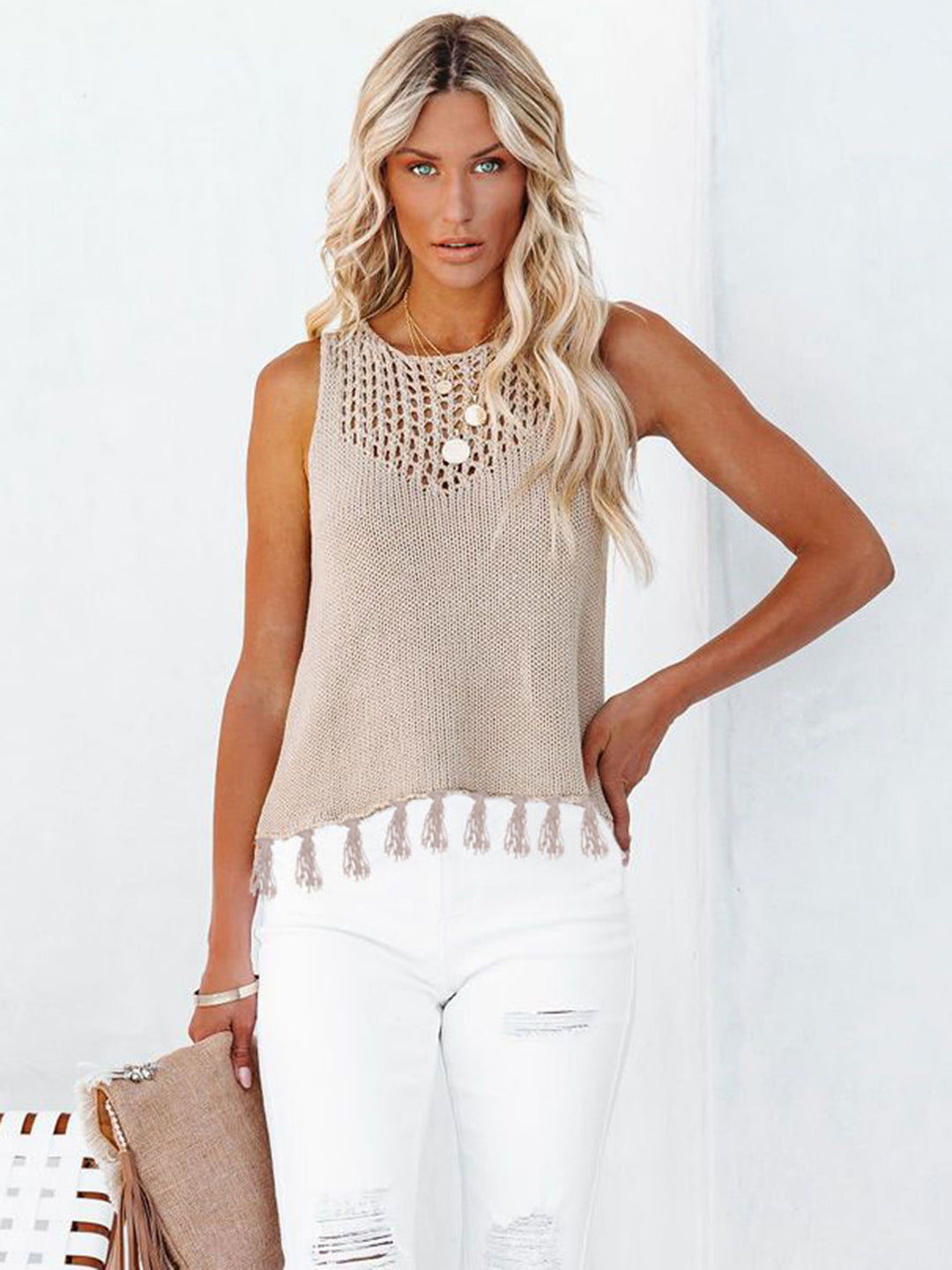 Stilla | Frynse Rund Hals Tank