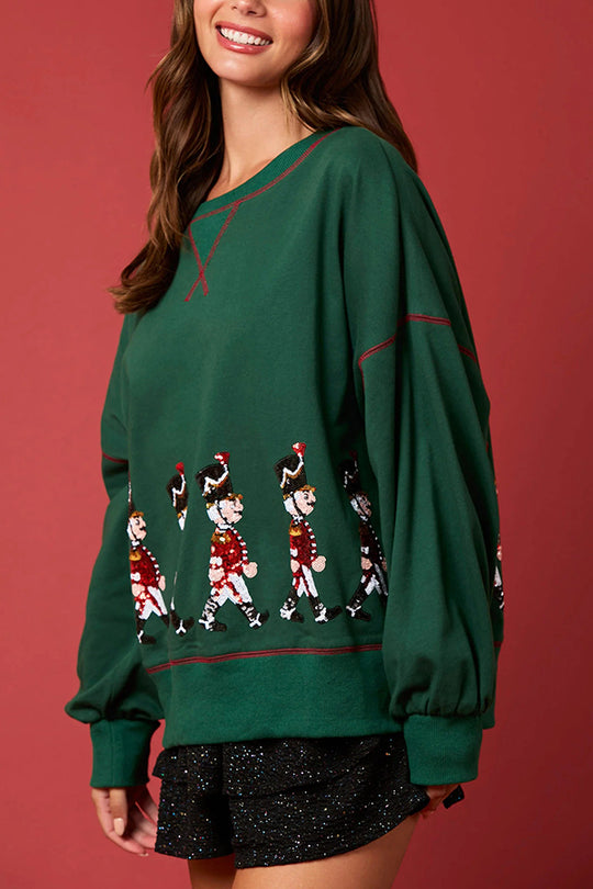 Stilla | Jule Soldat Pailletter Langærmet Fritids Sweatshirt