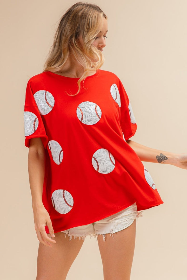 Stilla | Paillet Baseball Drop Shoulder Kortærmet T-Shirt