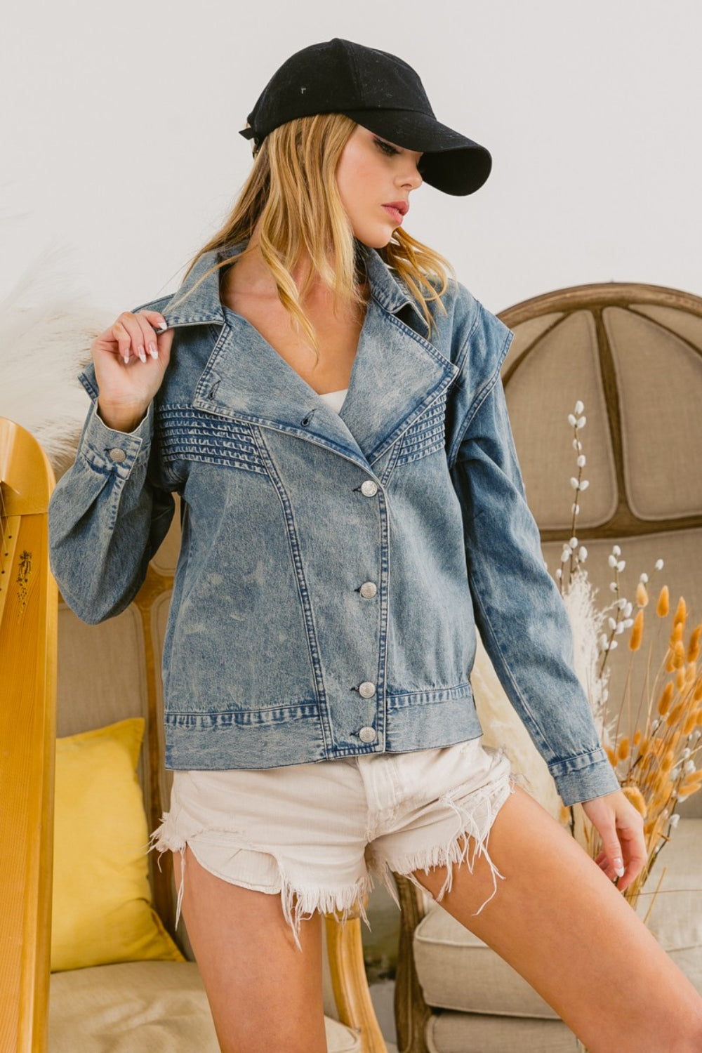 Stilla | Knap-Up Langærmet Denim Jakke
