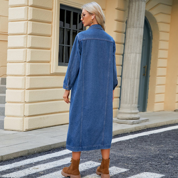 Stilla | Lang Denimjakke Knaplukning Casual & Trendy