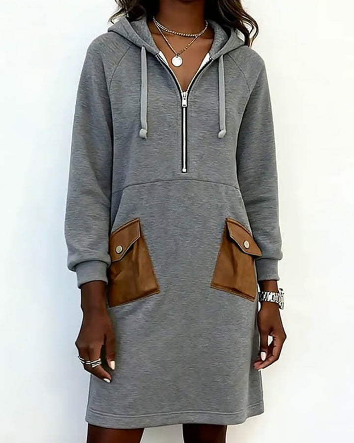 Stilla | Kjole med halvlukket lynlås og lomme