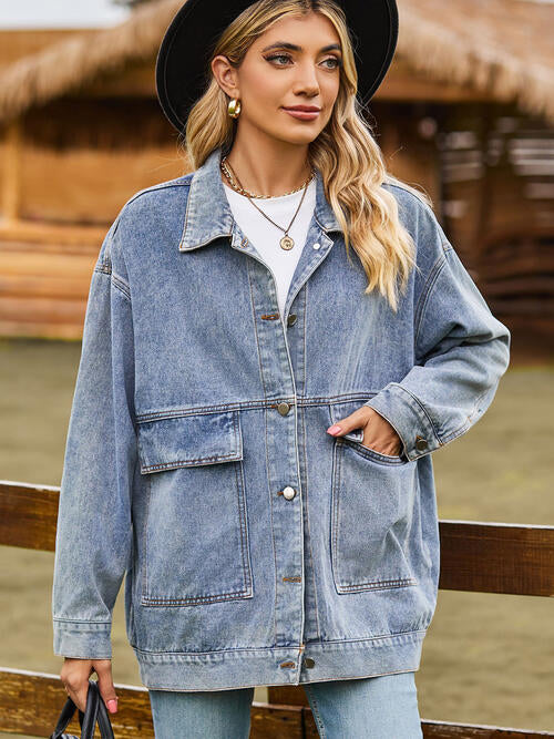 Stilla | Hals Knap-op Denim Jakke