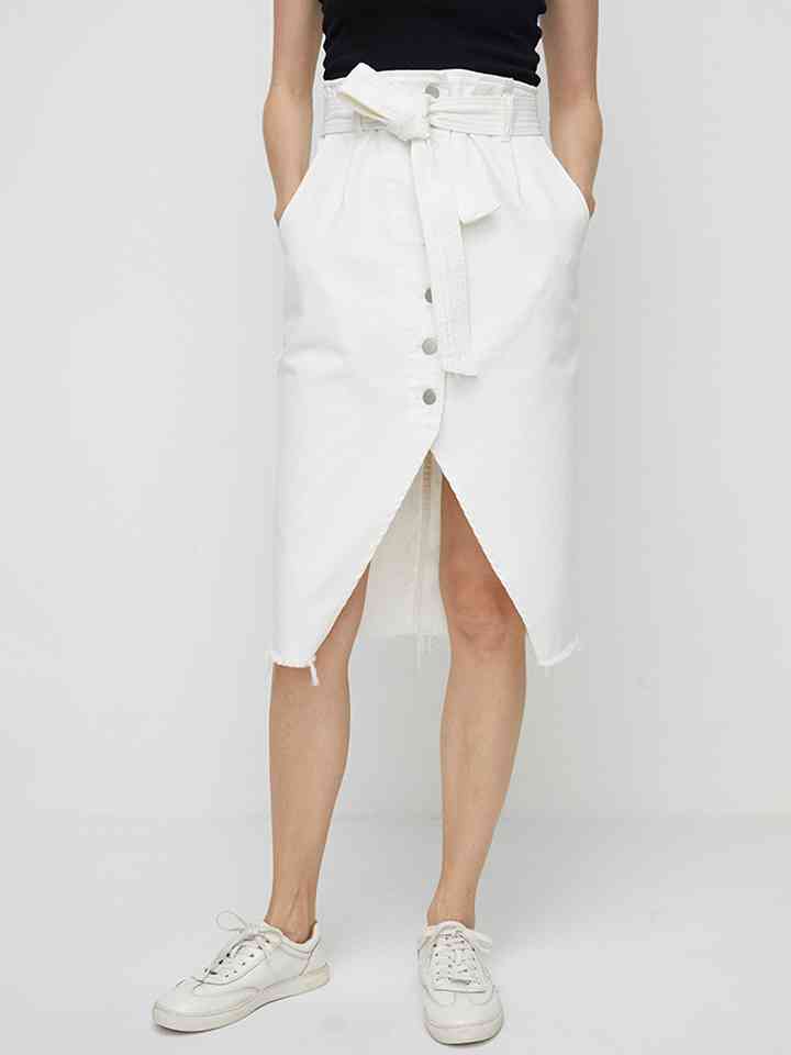 Stilla | Sizetie Talje Knapset Denim Nederdel