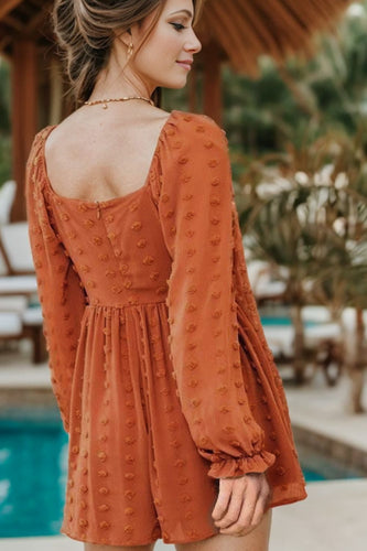 Stilla | Dot Square Neck Flounce Sleeve Romper