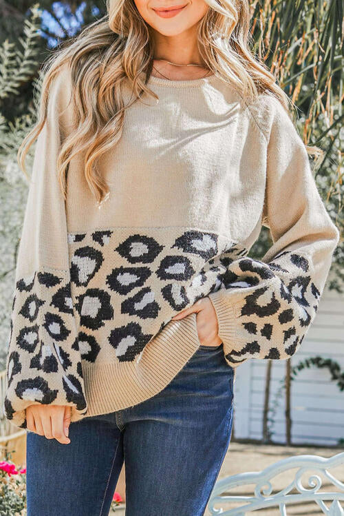 Stilla | Hals Leopard Print Syet Langærmet Trøje