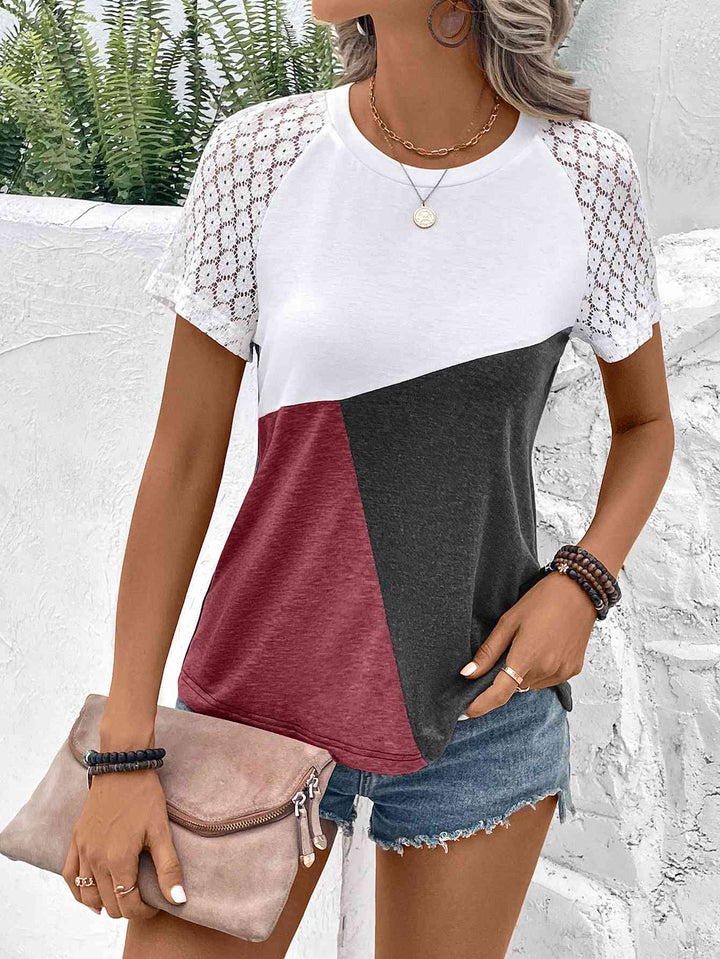Stilla | Block Raglan Ærme Rund Hals T-shirt