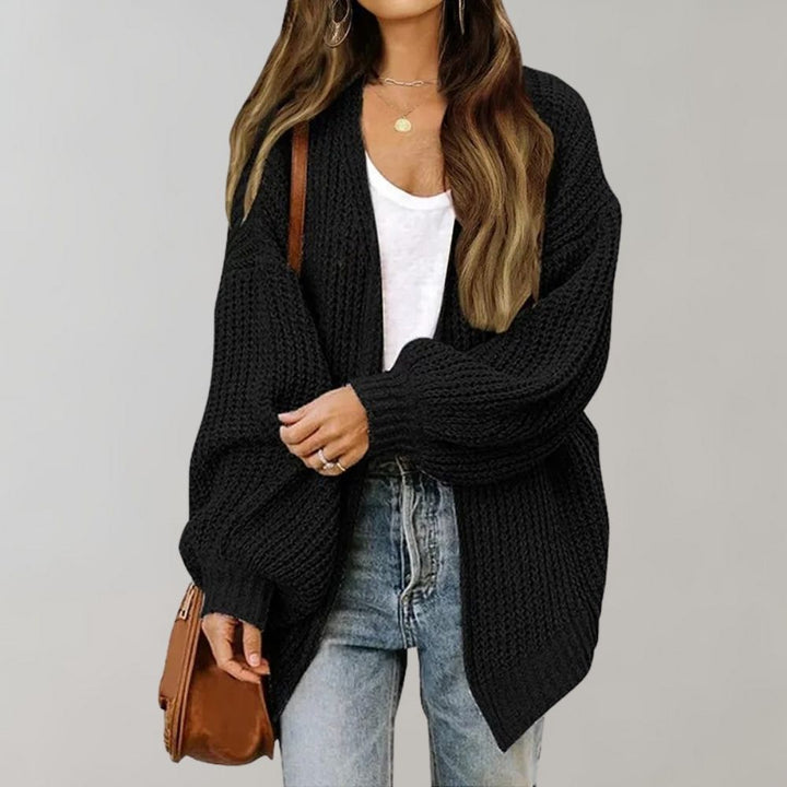 Stilla | Cozy Åben Strikket Cardigan med Biskop Ærmer