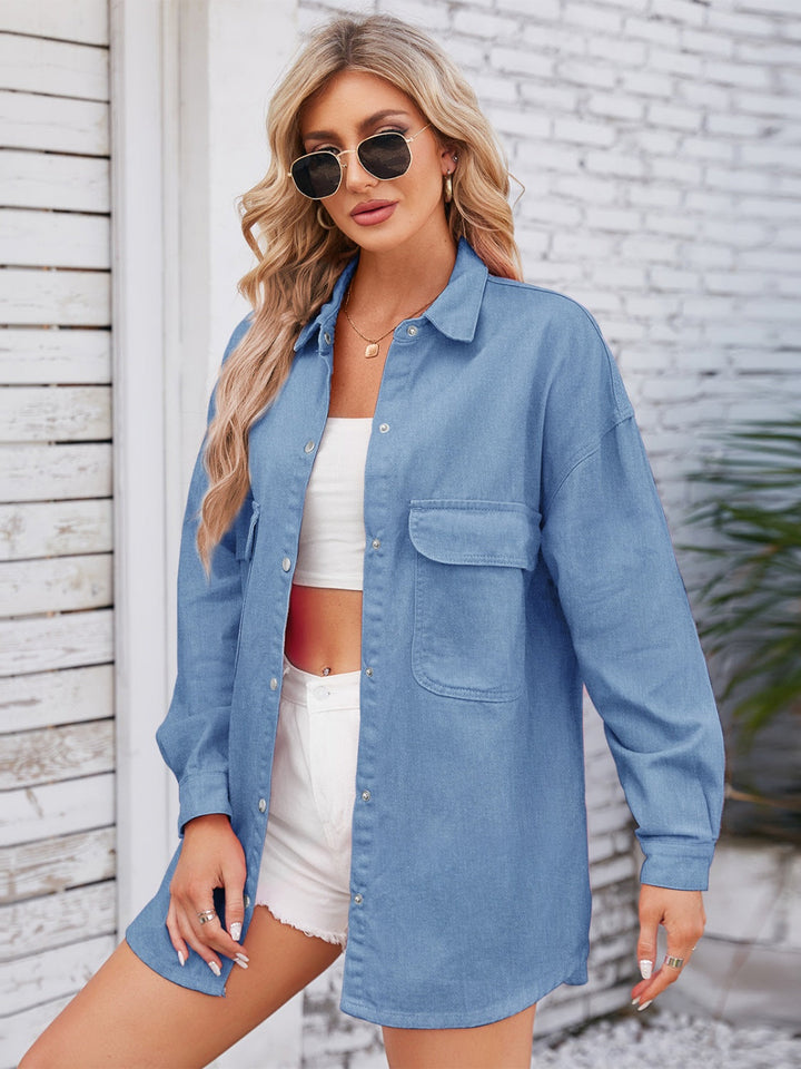 Stilla | Snap Down Dropped Shoulder Denim Shacket