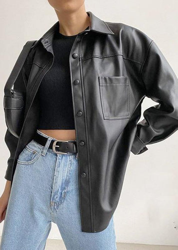 Stilla | Kunstlæder Button-Up Jakke