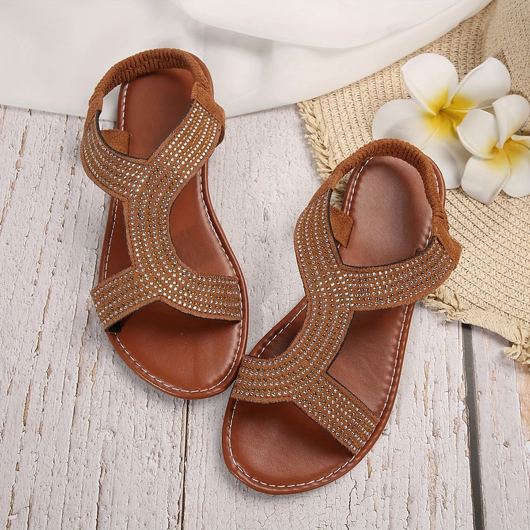 Stilla | Sommer Flade Sko Med Krystal Dekoration, Åndbare Slip on Sko