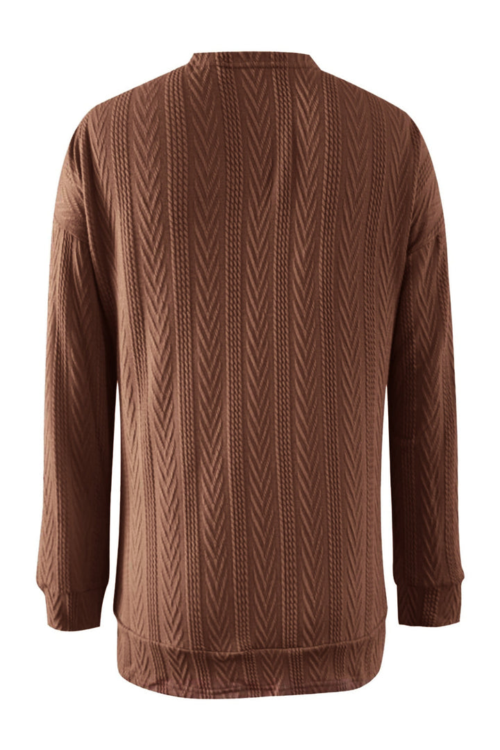 Stilla | Plus Size Tekstureret Åben Front Langærmet Cardigan