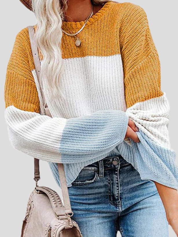 Stilla | Cozy Colorblock Striktrøje til Efterårs Lagdeling.