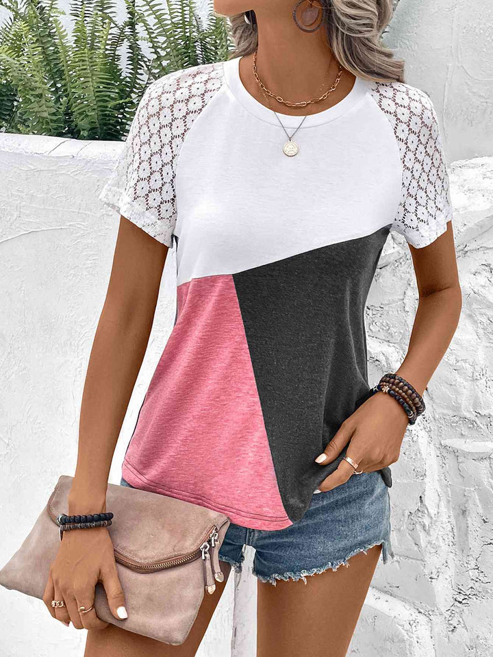 Stilla | Block Raglan Ærme Rund Hals T-shirt