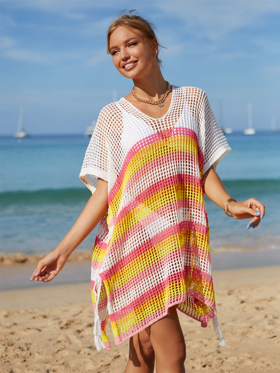 Stilla | Stribet Cover-up Med Frynser