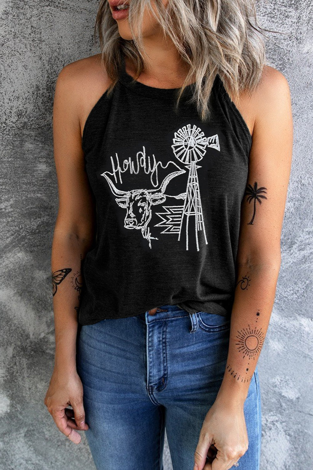 Stilla | Grafisk Rund Hals Tank