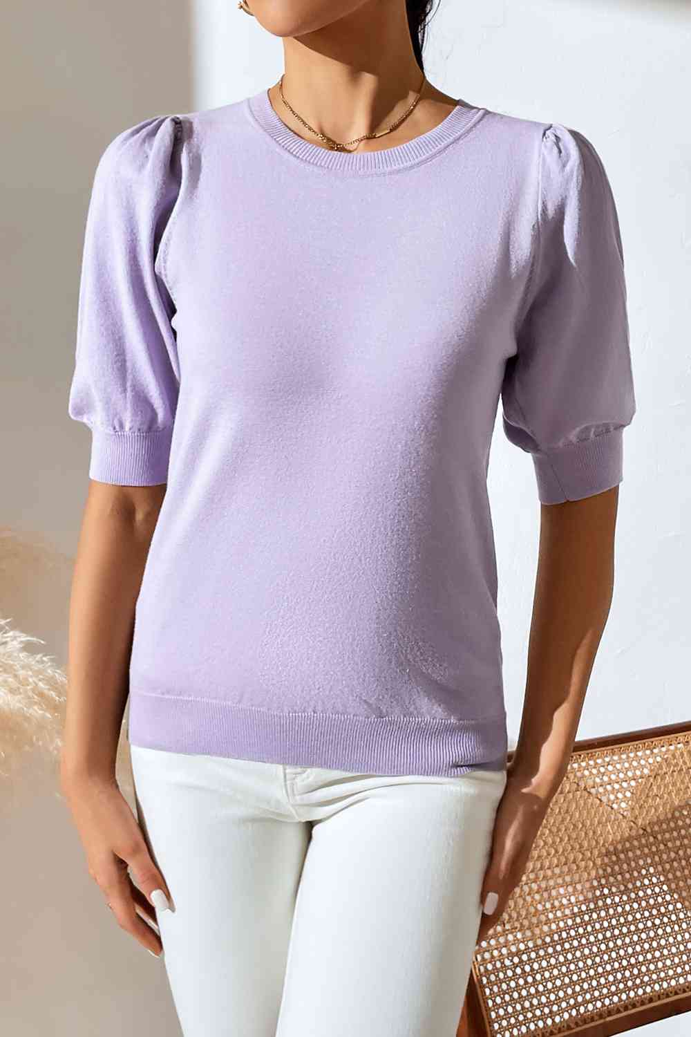 Stilla | Neck Puff Sleeve Strik Top