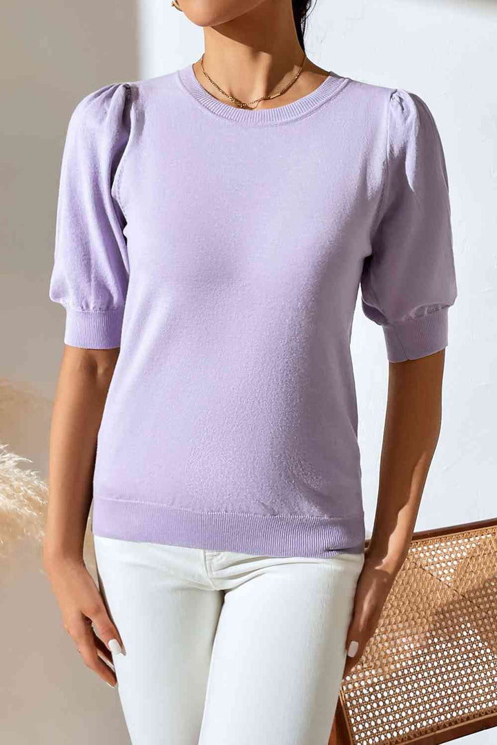 Stilla | Neck Puff Sleeve Strik Top
