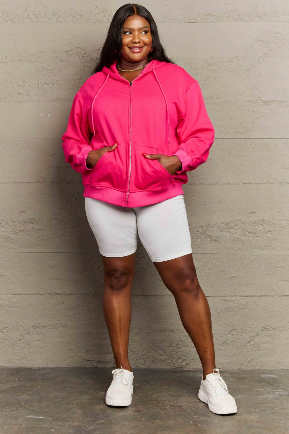 Stilla | Plus Size Zip Up Langærmet Hættetrøje