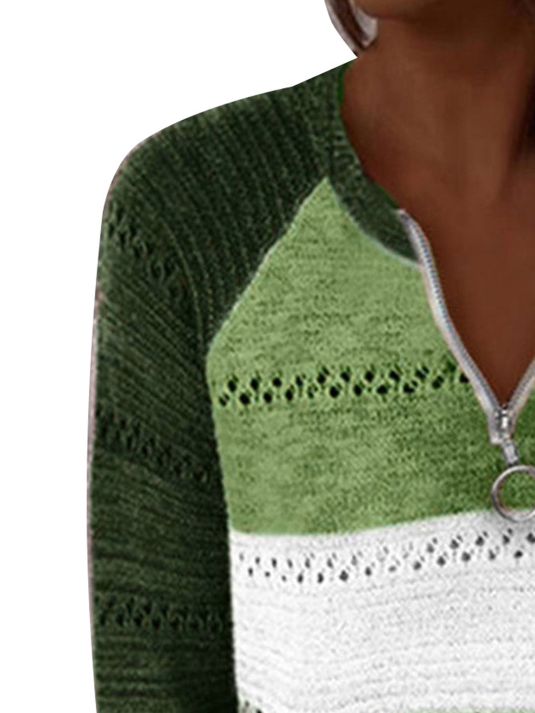Stilla | Størrelse Farveblok Halv Lynlås Sweater